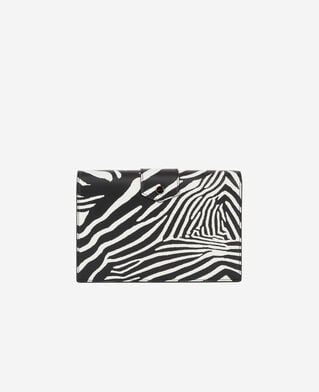 The Kooples WOMEN BLACK / WHITE medium emily zebra-print clutch bag