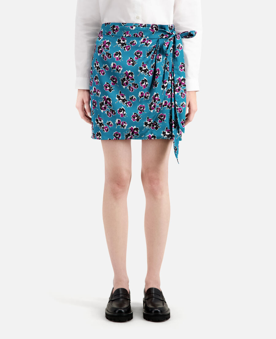 The Kooples WOMEN PINK - BLUE short printed wrap skirt