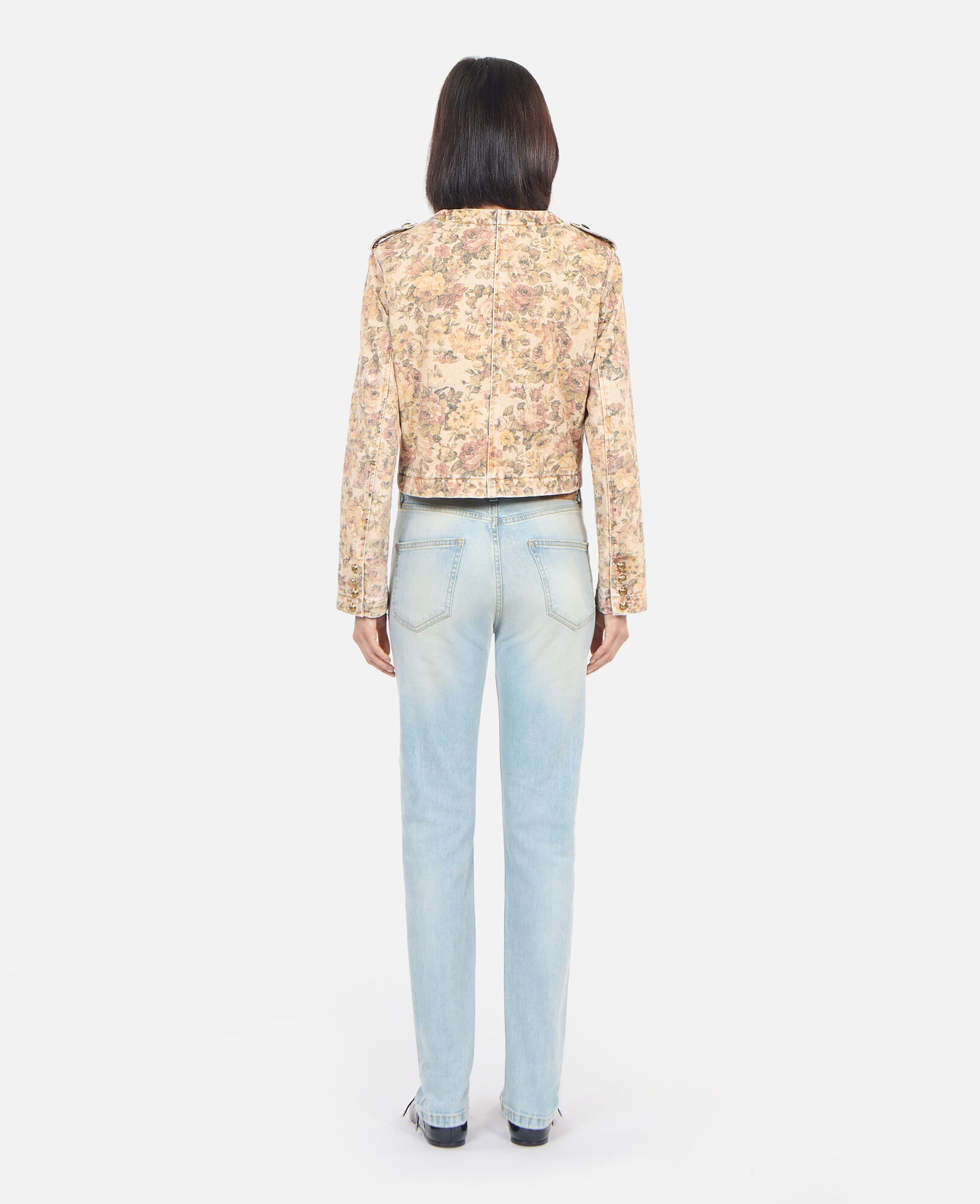 The Kooples FEMME BEIGE LINEN veste imprimé fleuri