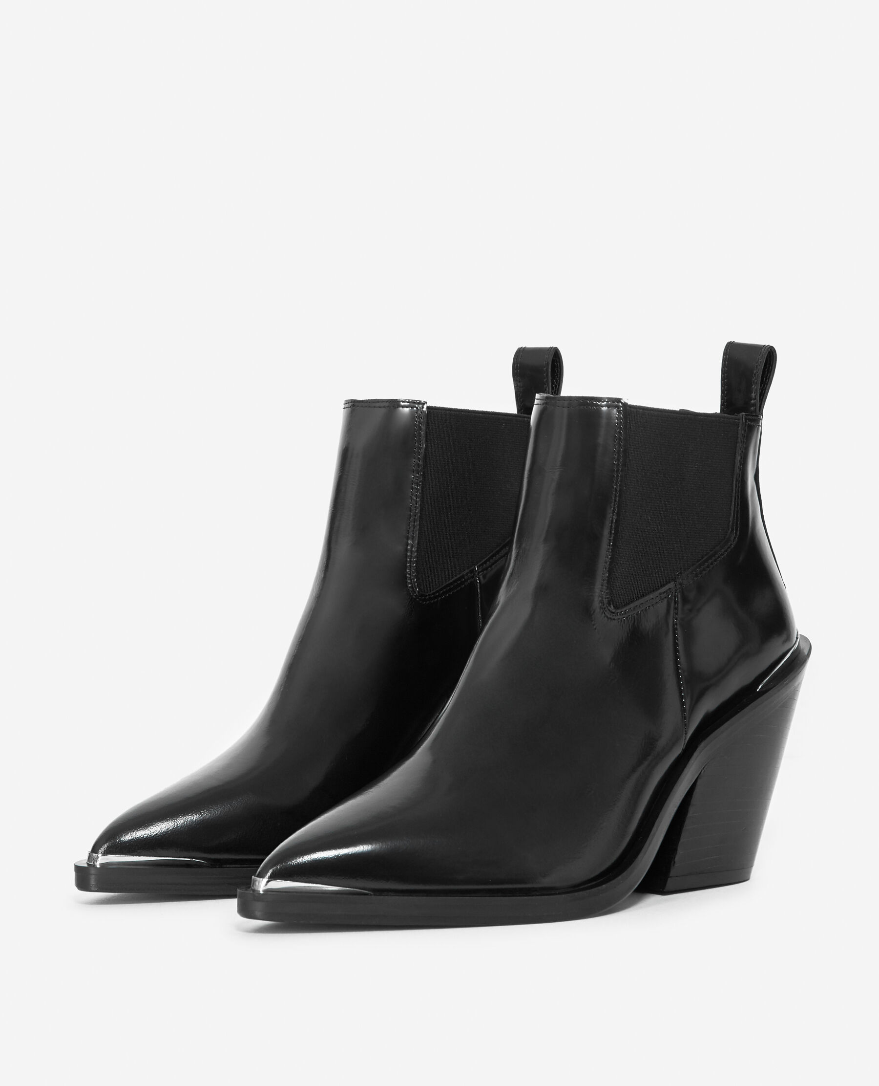 Black glossy booties discount