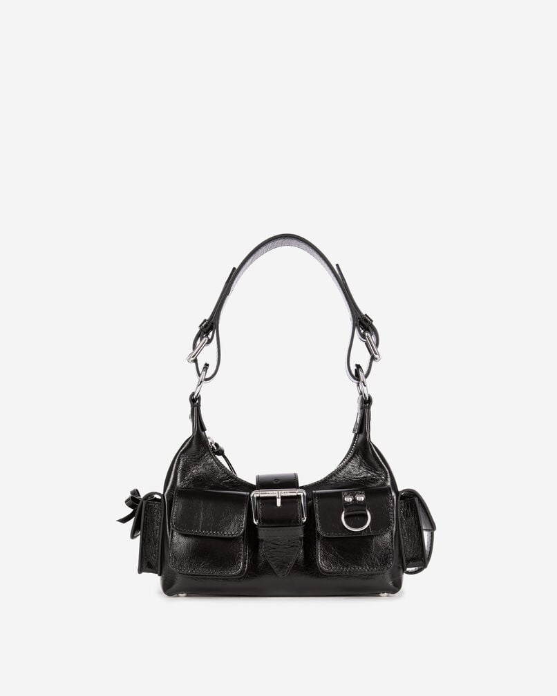 The Kooples FEMME BLACK sac amelia small en cuir craquelé noir