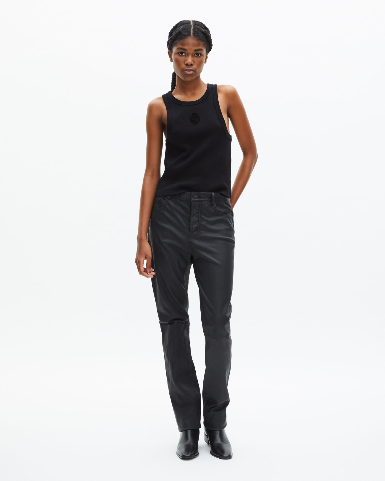The Kooples WOMEN BLACK tank top with black coat of arms