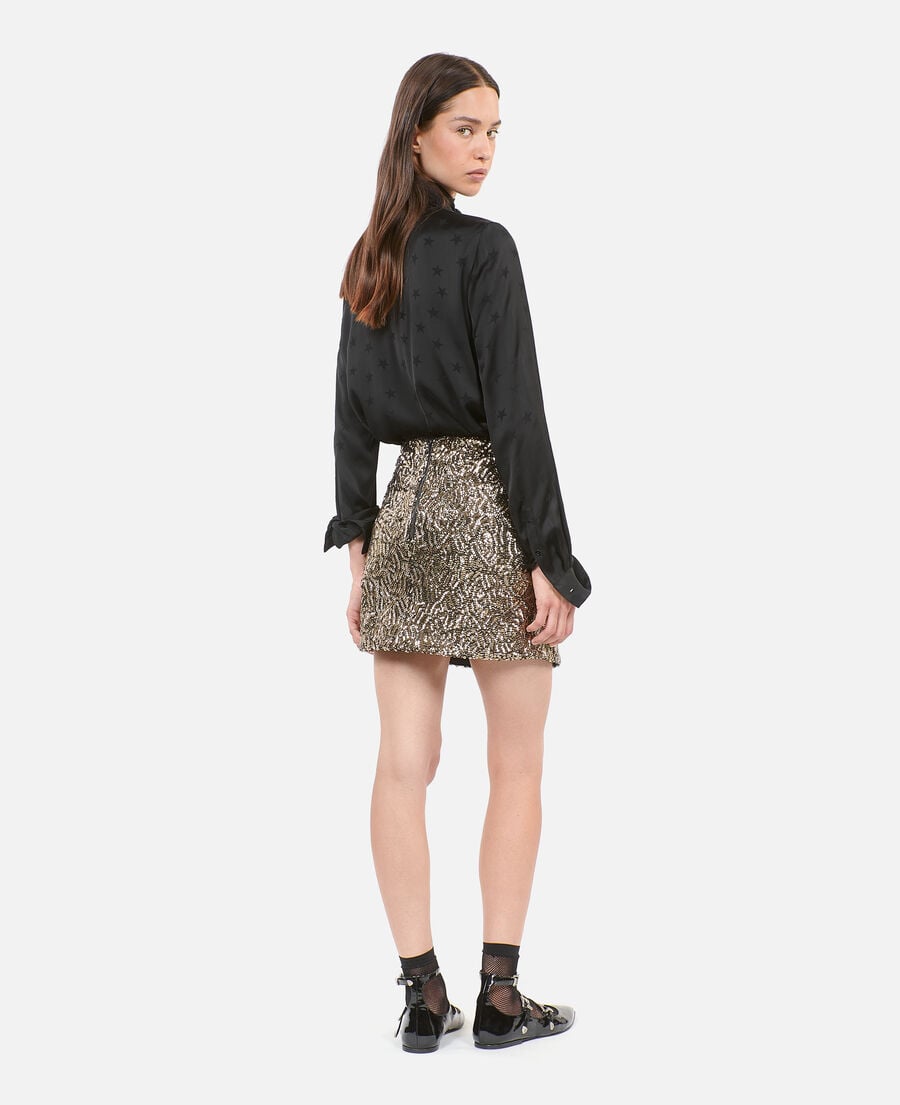 The Kooples FEMME GOLD jupe courte à sequins dorée