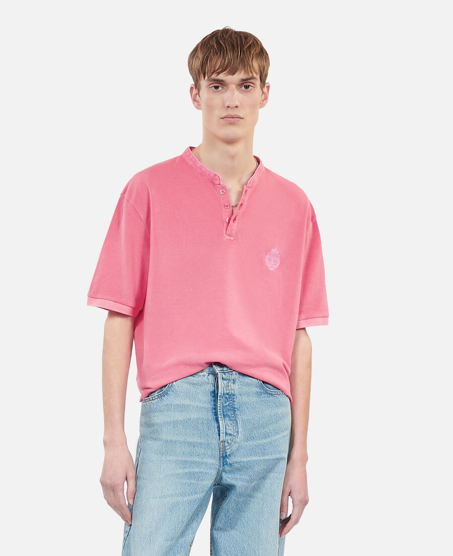 The Kooples H SWEET PINK pink piqué cotton polo t-shirt