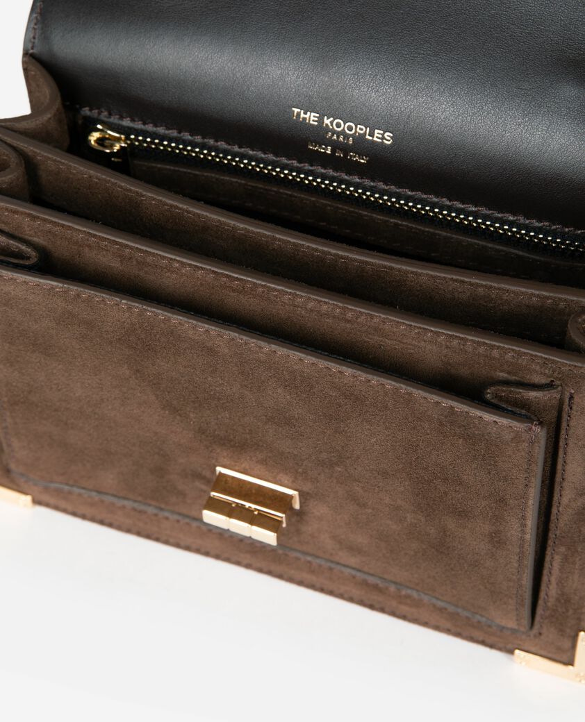 The Kooples WOMEN CHOCOLATE emily small bag in brown suede