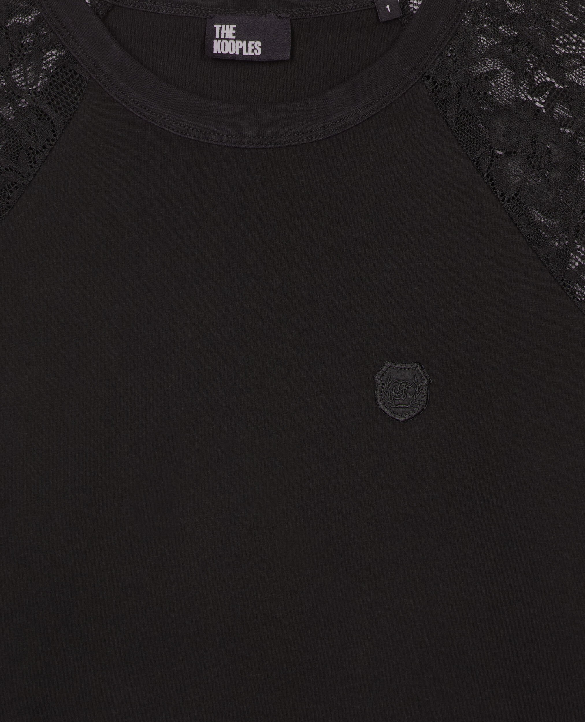 T-shirt manches longues en dentelle noir, BLACK WASHED, hi-res image number null