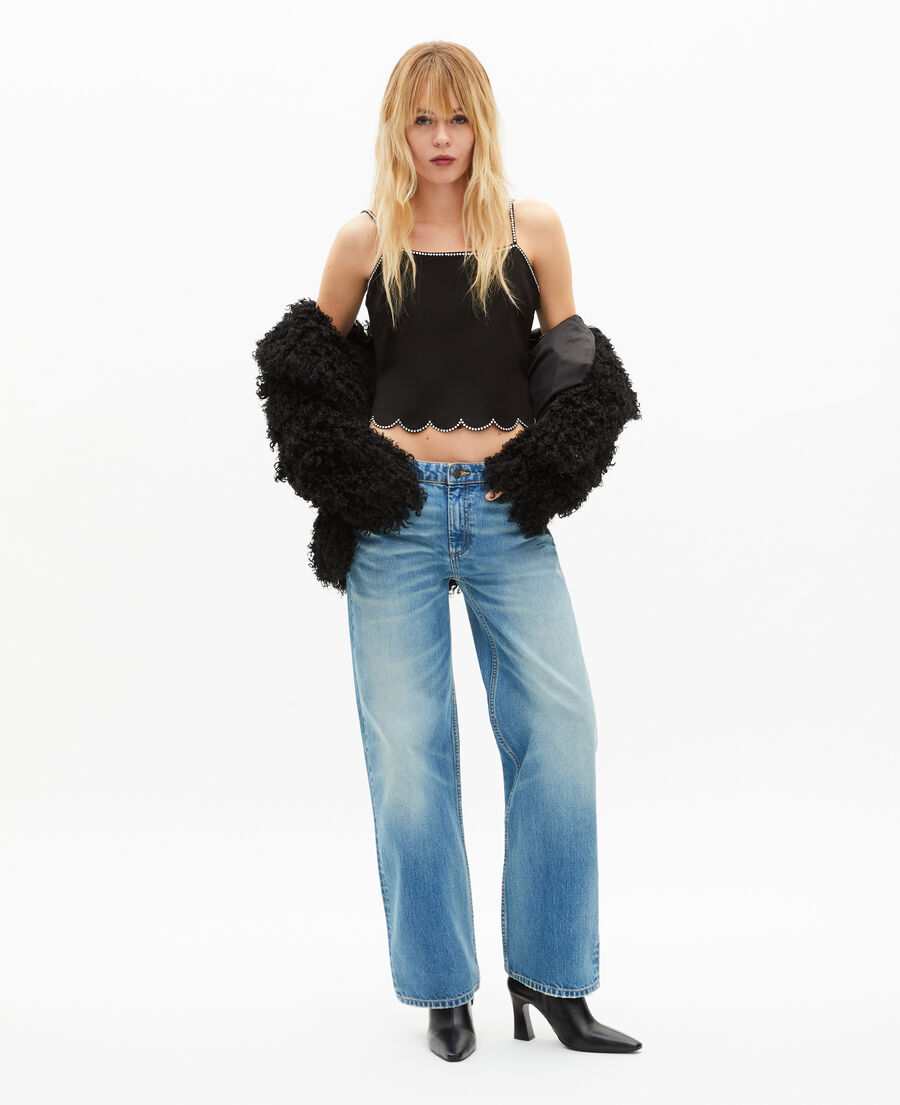 The Kooples DAMEN BLACK top mit strasssteinen schwarz