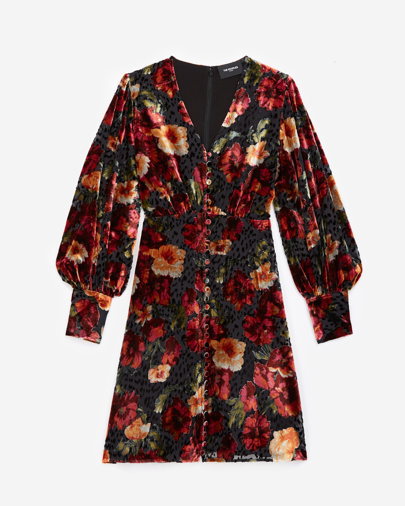 The Kooples FEMME MULTICOLOR robe courte velours imprimé fleurs