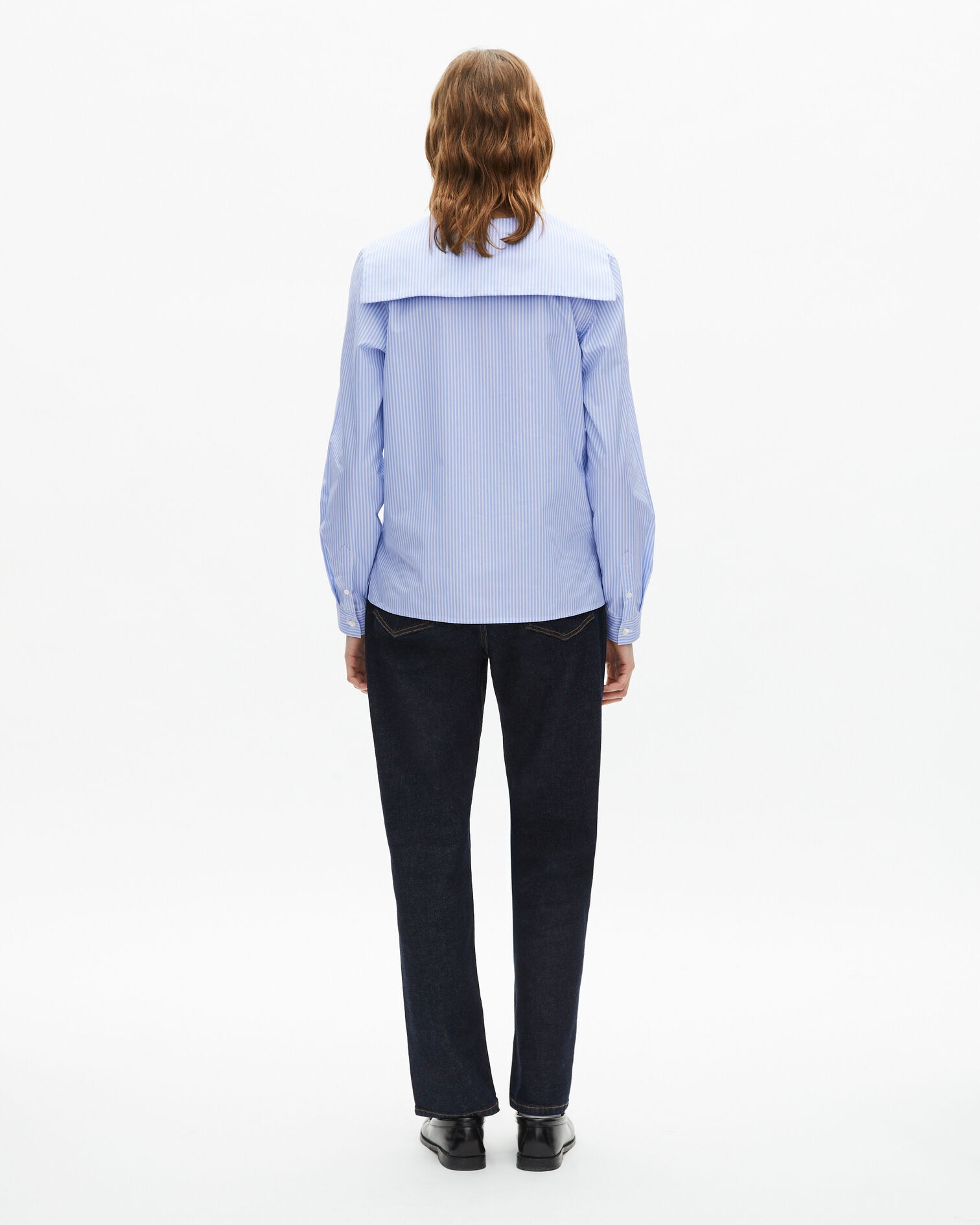 Chemise à rayures en popeline bleue, BLUE WHITE, hi-res image number null