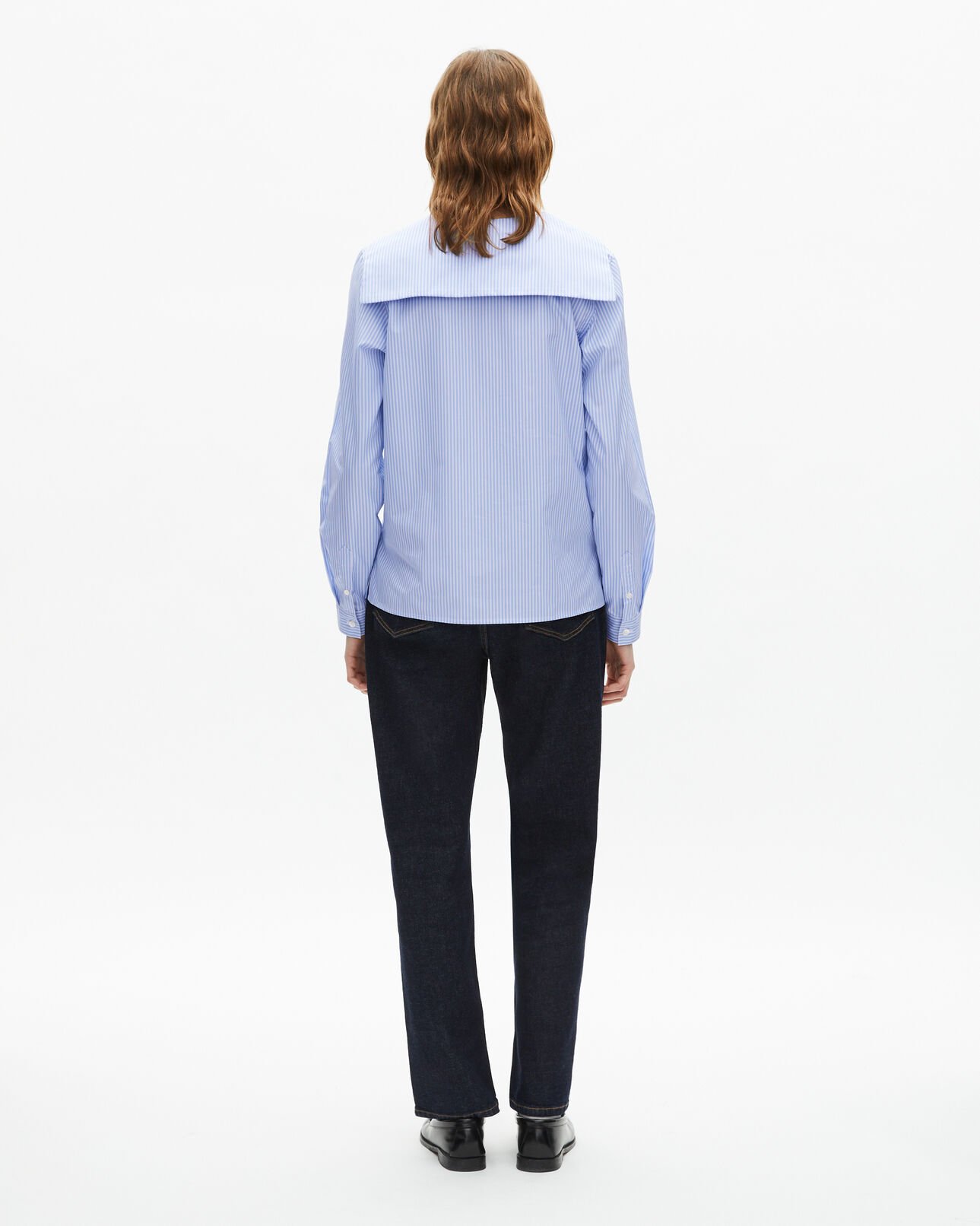 The Kooples FEMME BLUE WHITE chemise à rayures en popeline bleue