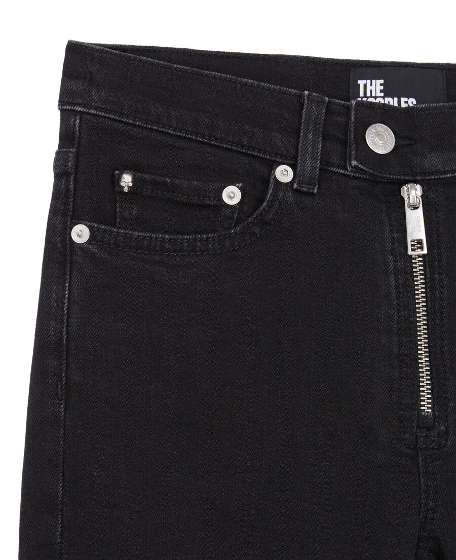 The Kooples DAMEN BLACK WASHED schwarze jeans in slim-fit mit rei&szlig;verschluss