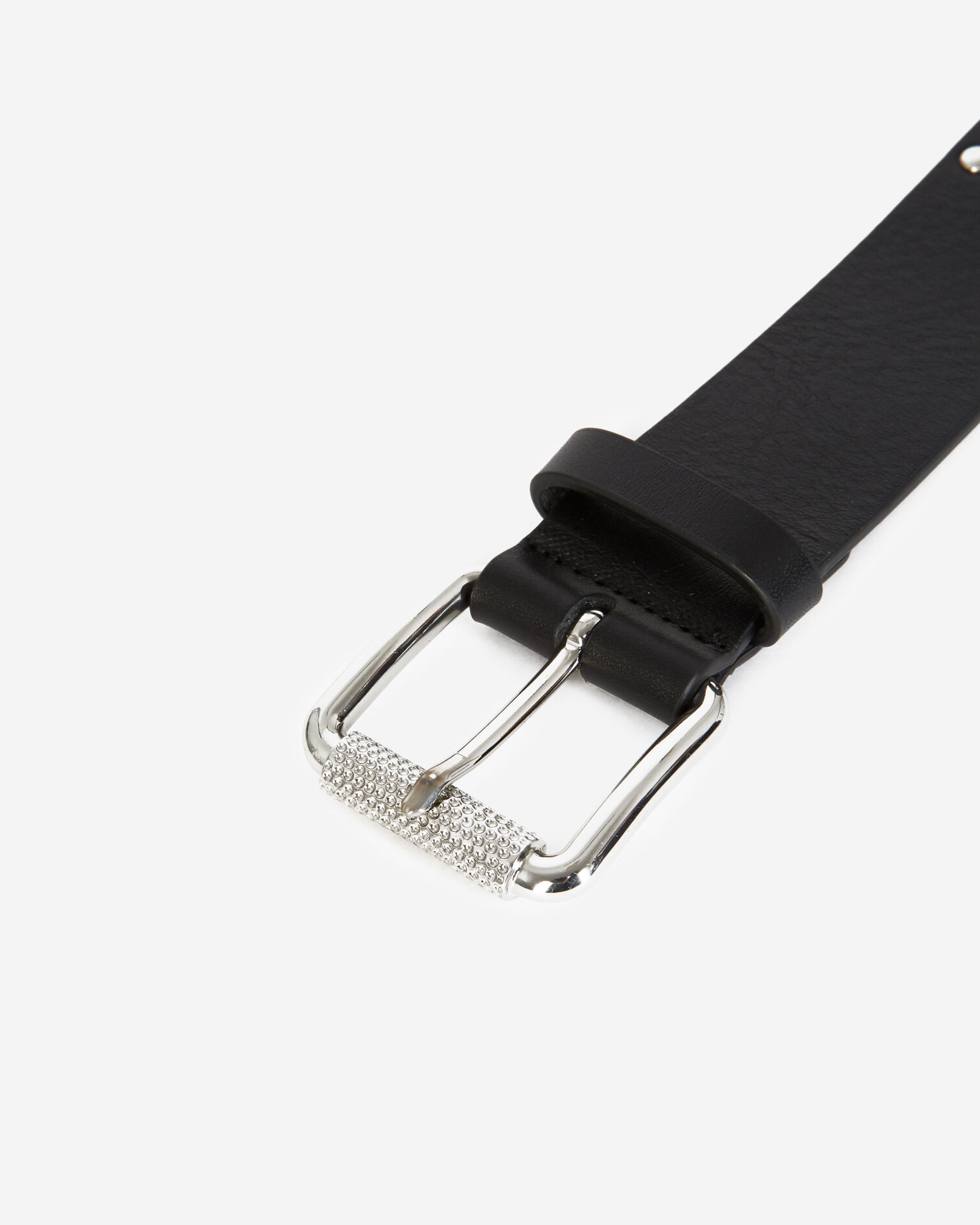 Ceinture cuir classique noire à œillets, BLACK, hi-res image number null
