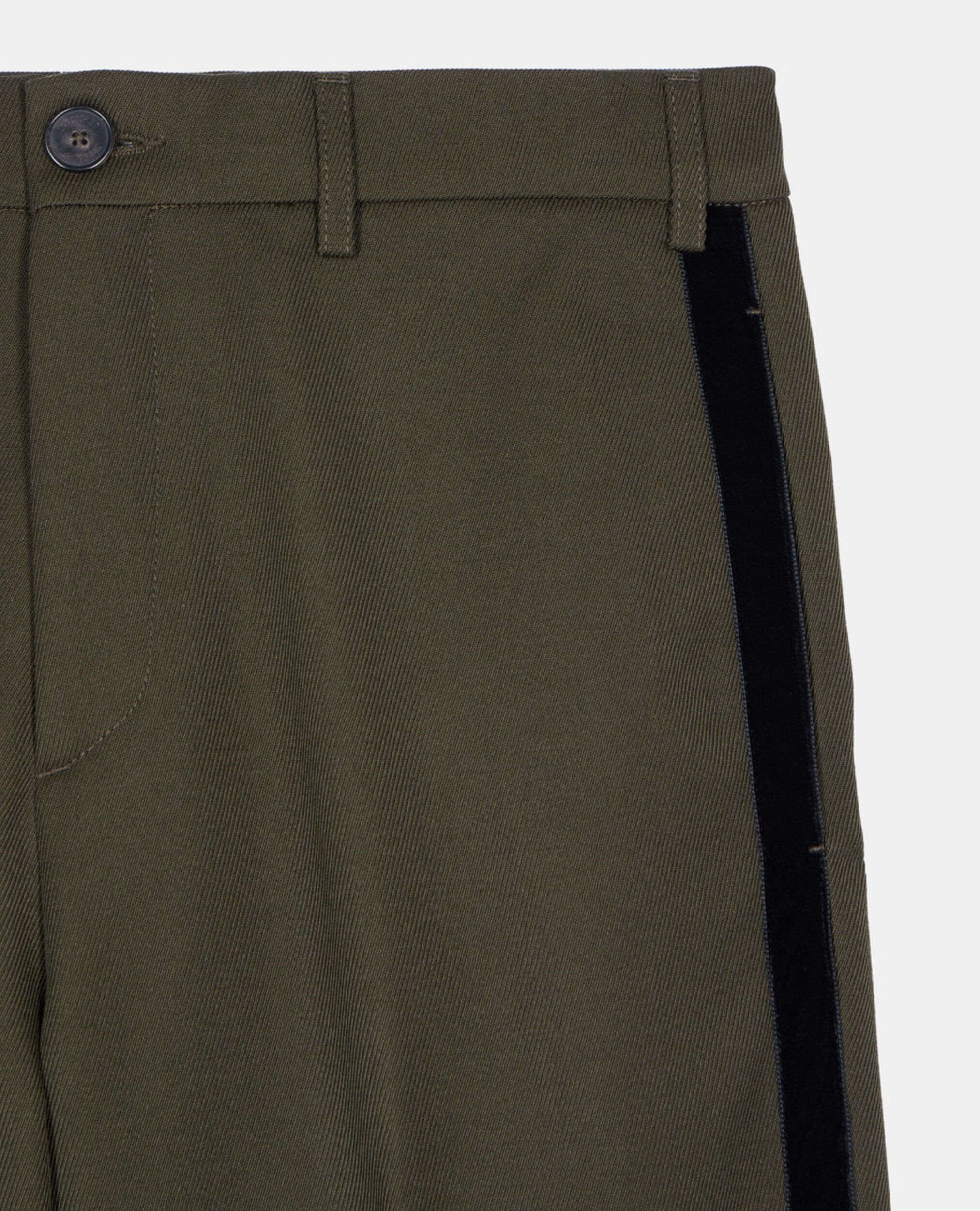Khaki wool blend wide-leg trousers, KAKI, hi-res image number null