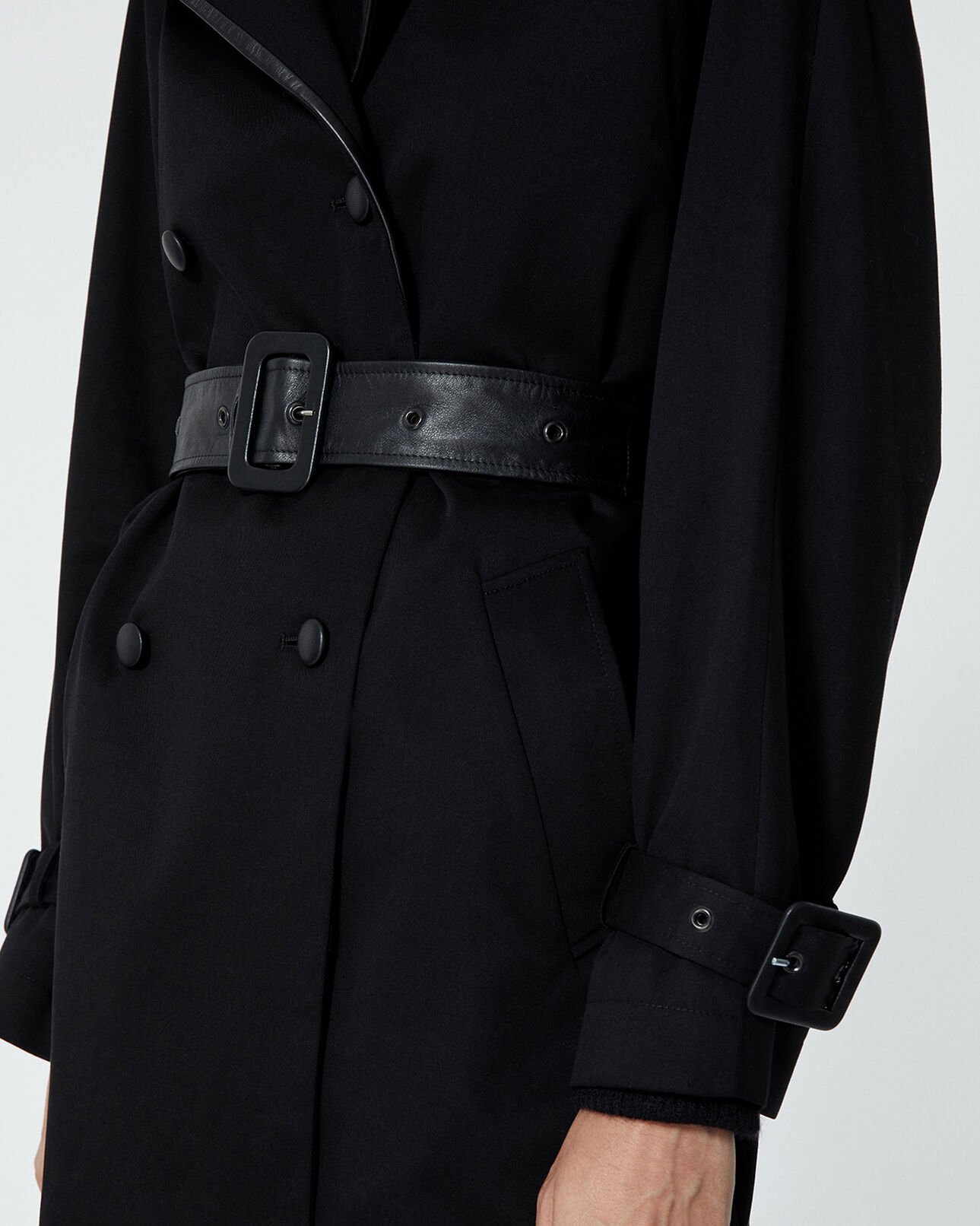 The Kooples WOMEN BLACK black cotton trench coat
