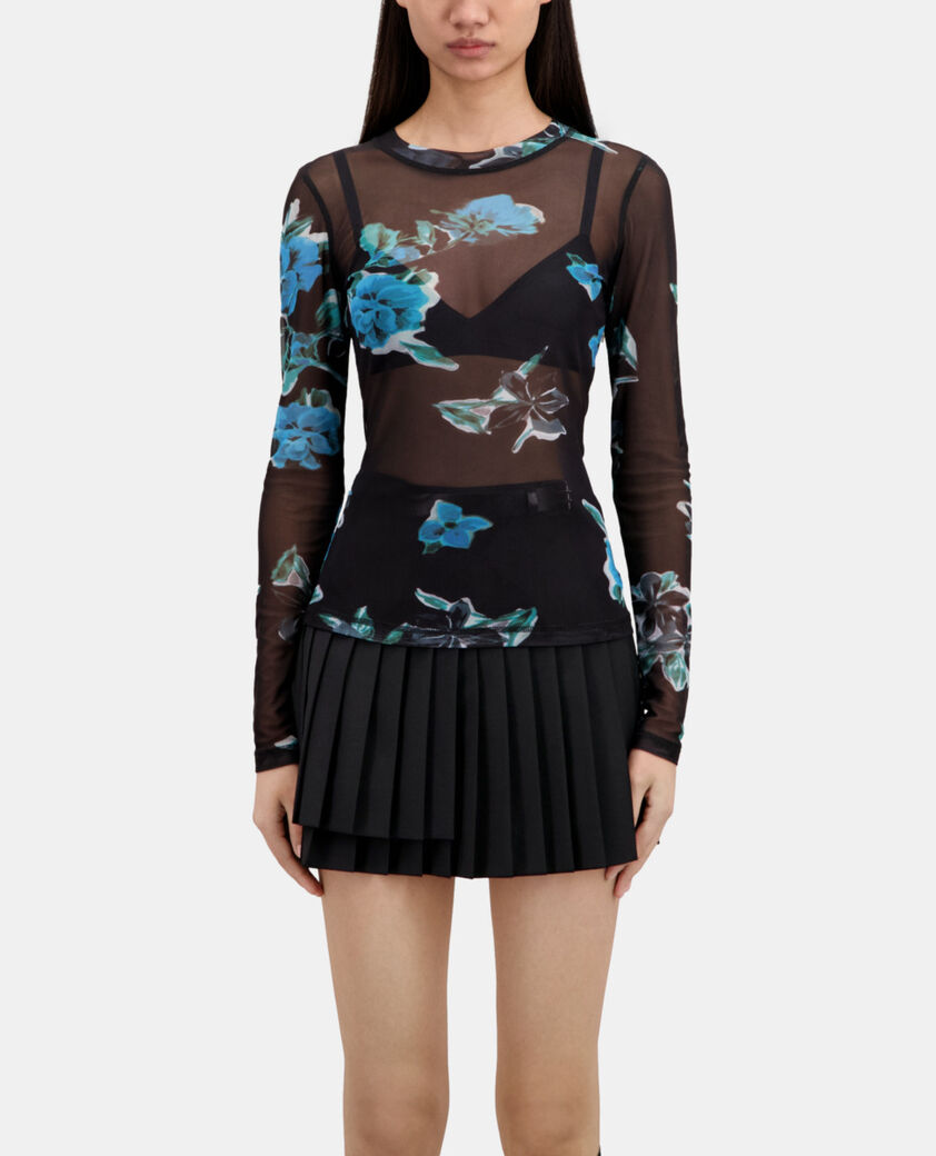 The Kooples WOMEN BLACK BLUE printed t-shirt