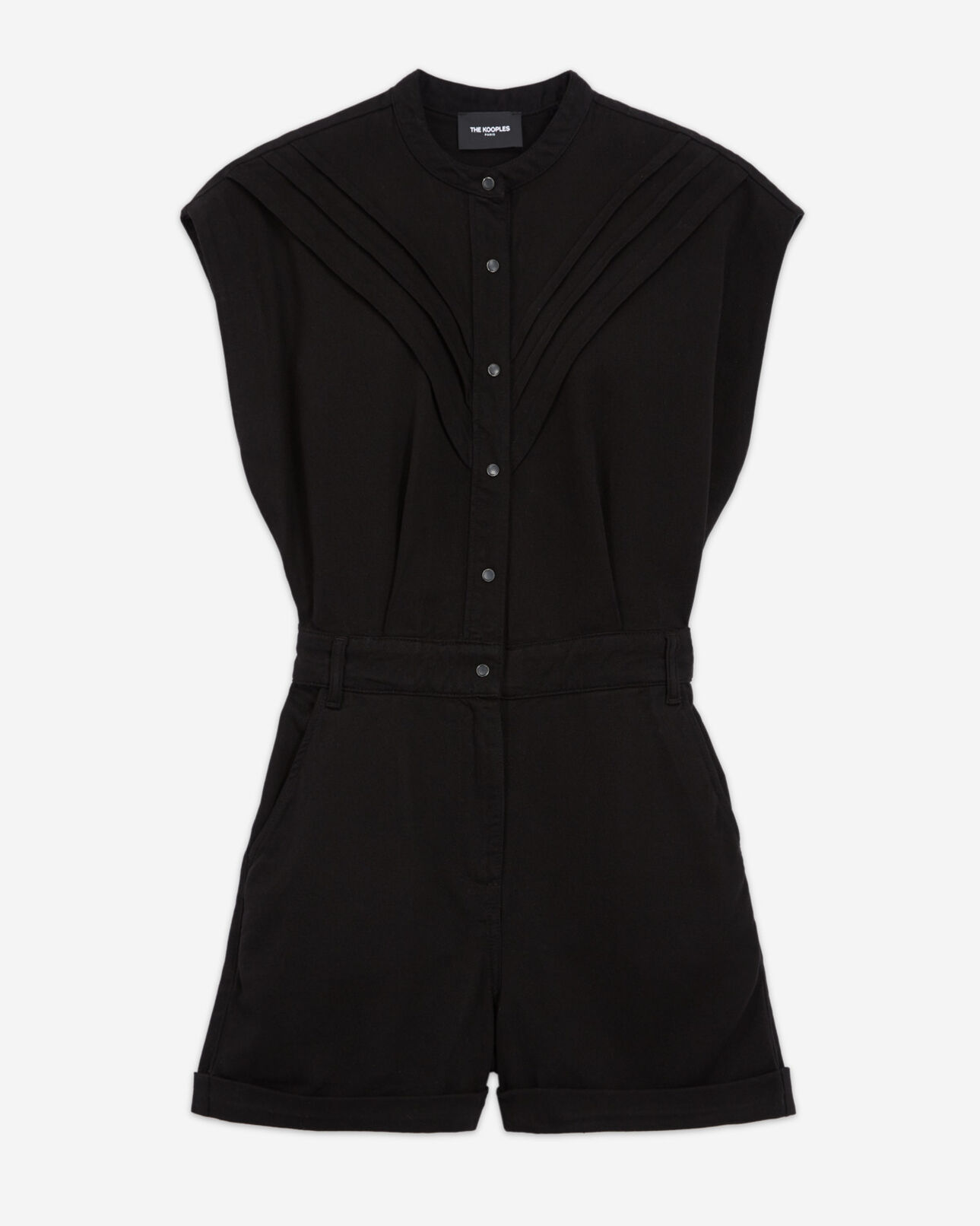The Kooples FEMME BLACK combishort noir fluide à manches courtes