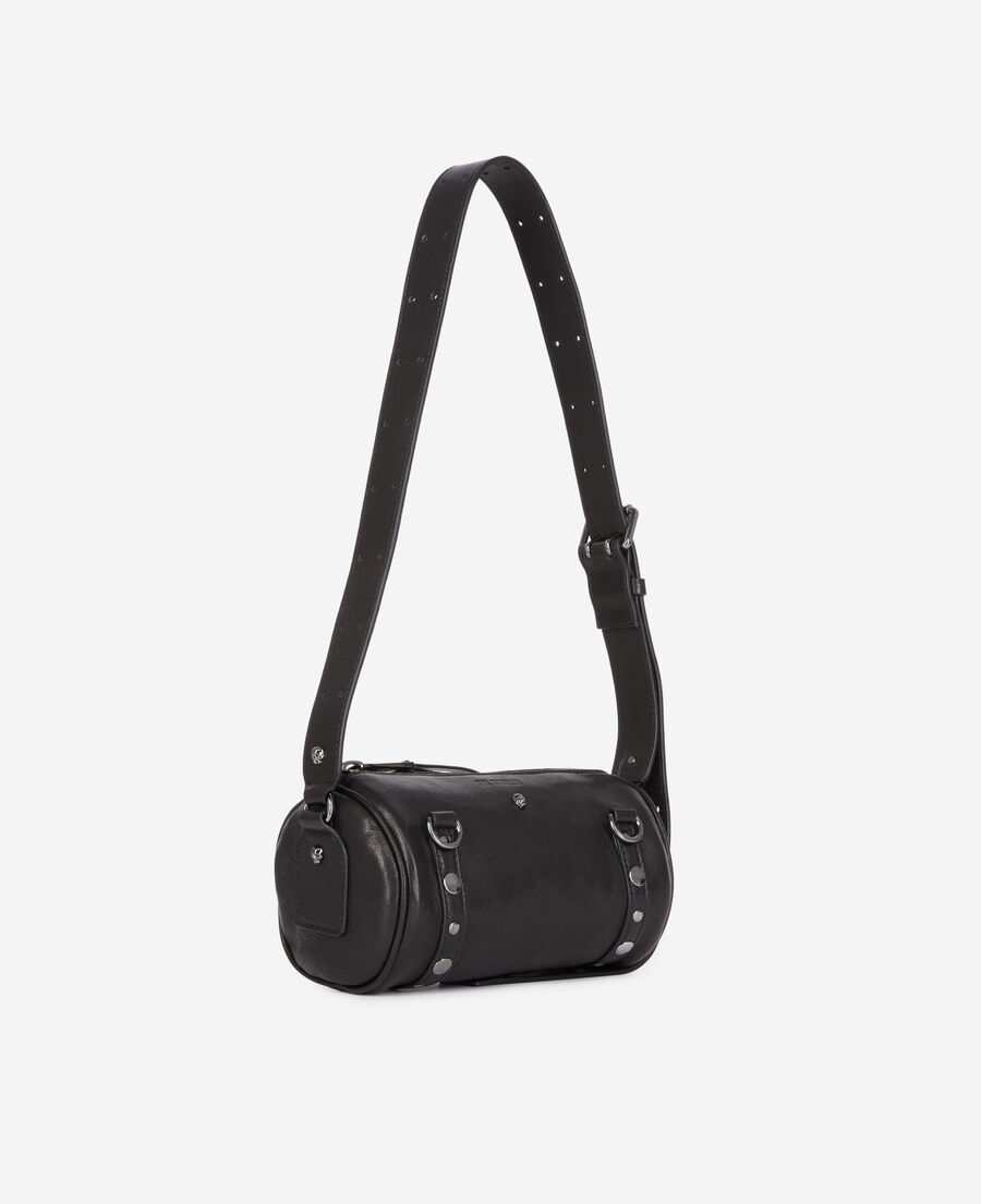 small jude black leather shoulder bag with studs