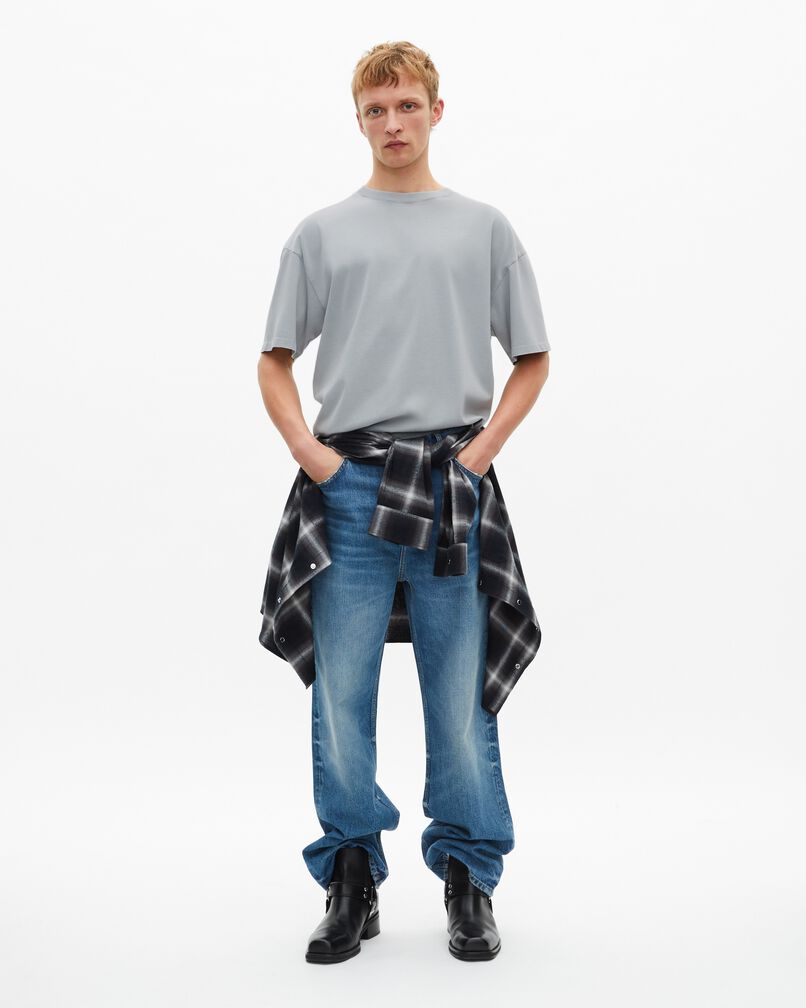 The Kooples HERREN BLUE GREY t-shirt mit blauem siebdruck