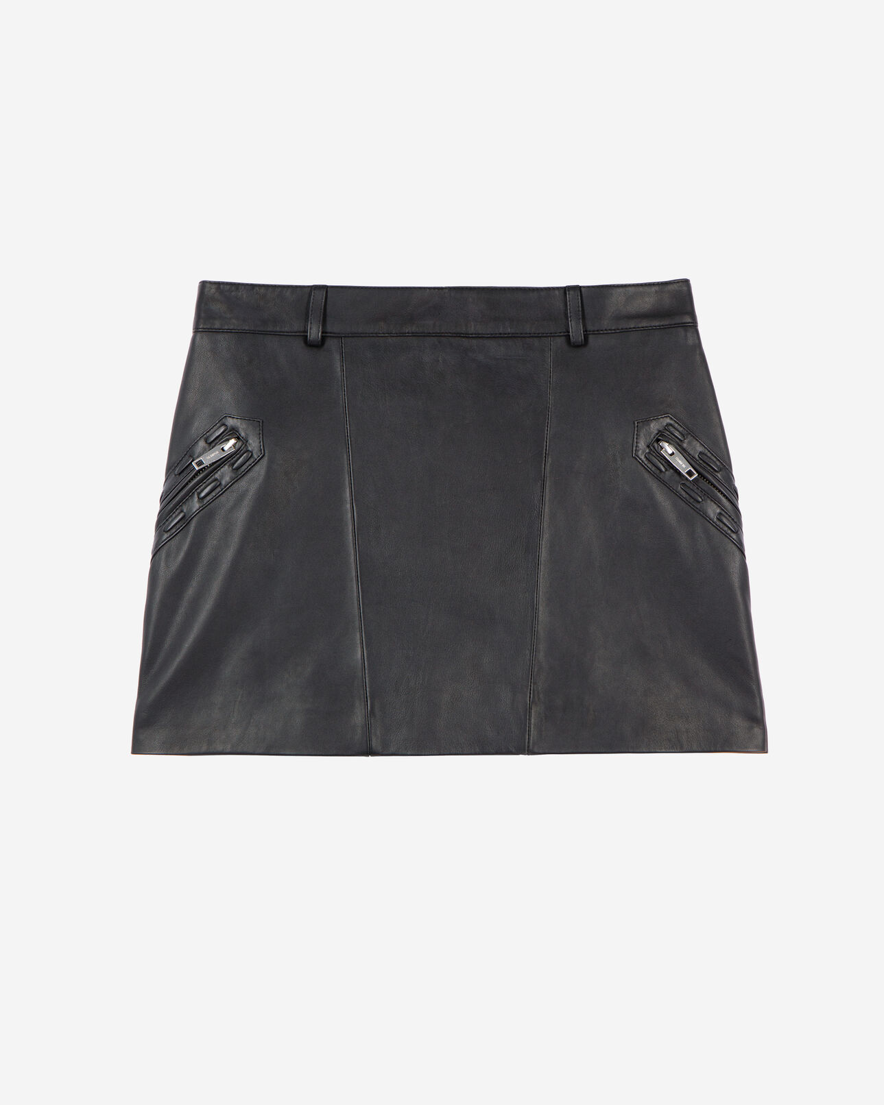 The Kooples FEMME BLACK STONE jupe courte en cuir noir