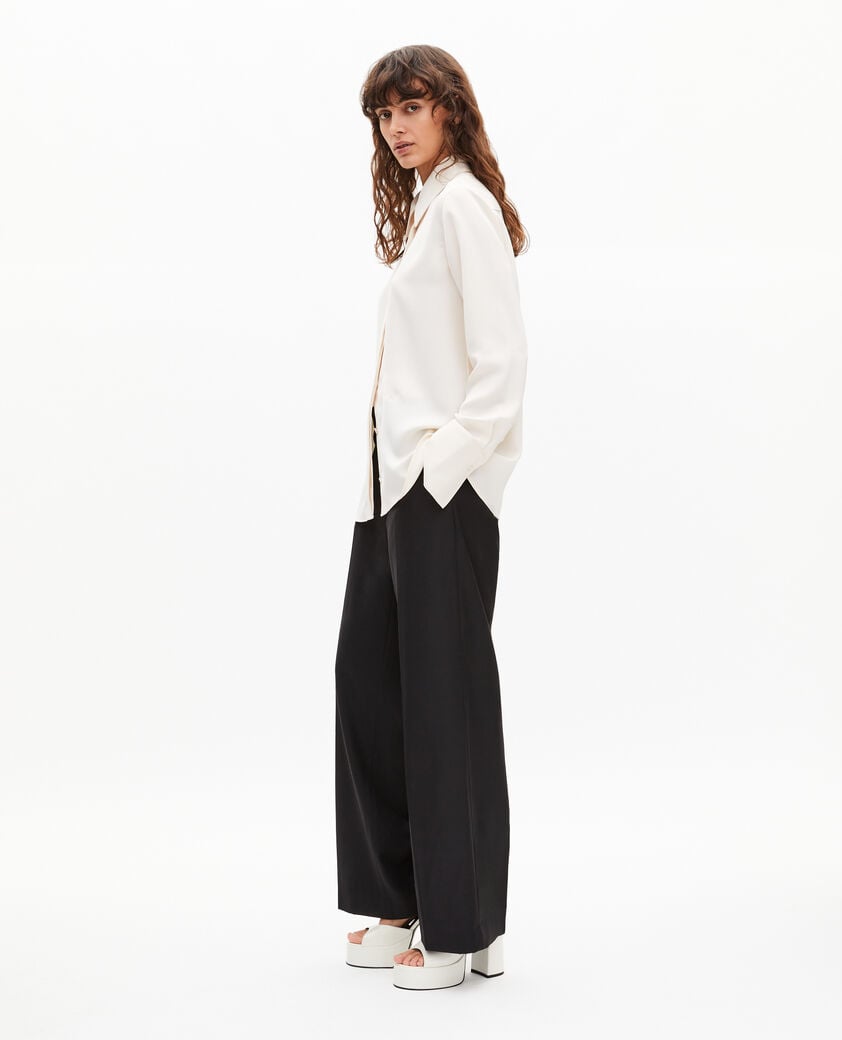 The Kooples WOMEN BLACK black wool wide-leg pants