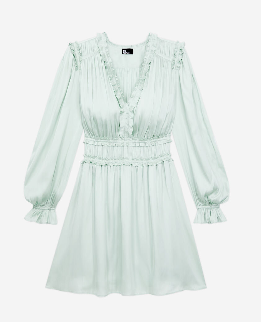 The Kooples WOMEN OCEAN short light green dress with shirring