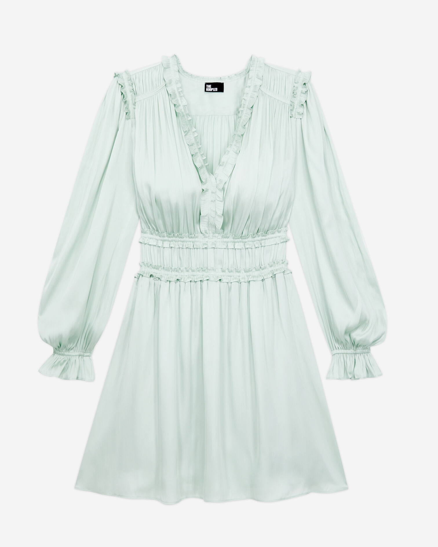 Robe courte vert d'eau avec fronces, OCEAN, hi-res image number null