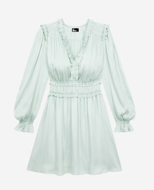The Kooples DAMEN OCEAN kurzes hellgrünes kleid mit kräuselung
