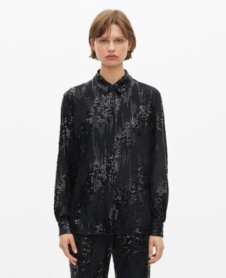 The Kooples FEMME BLACK chemise à sequins noire