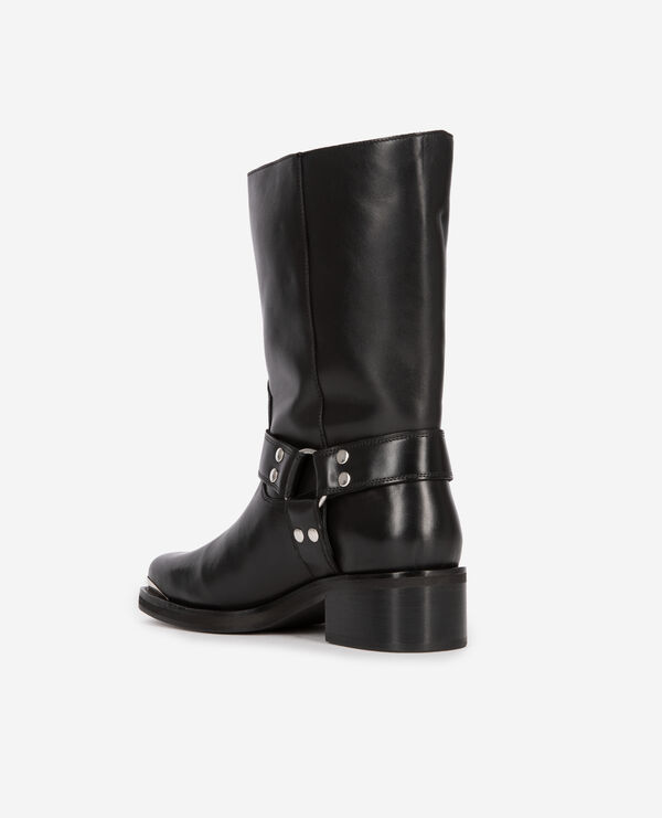 The Kooples DAMEN BLACK stiefel mit riemen aus schwarzem leder