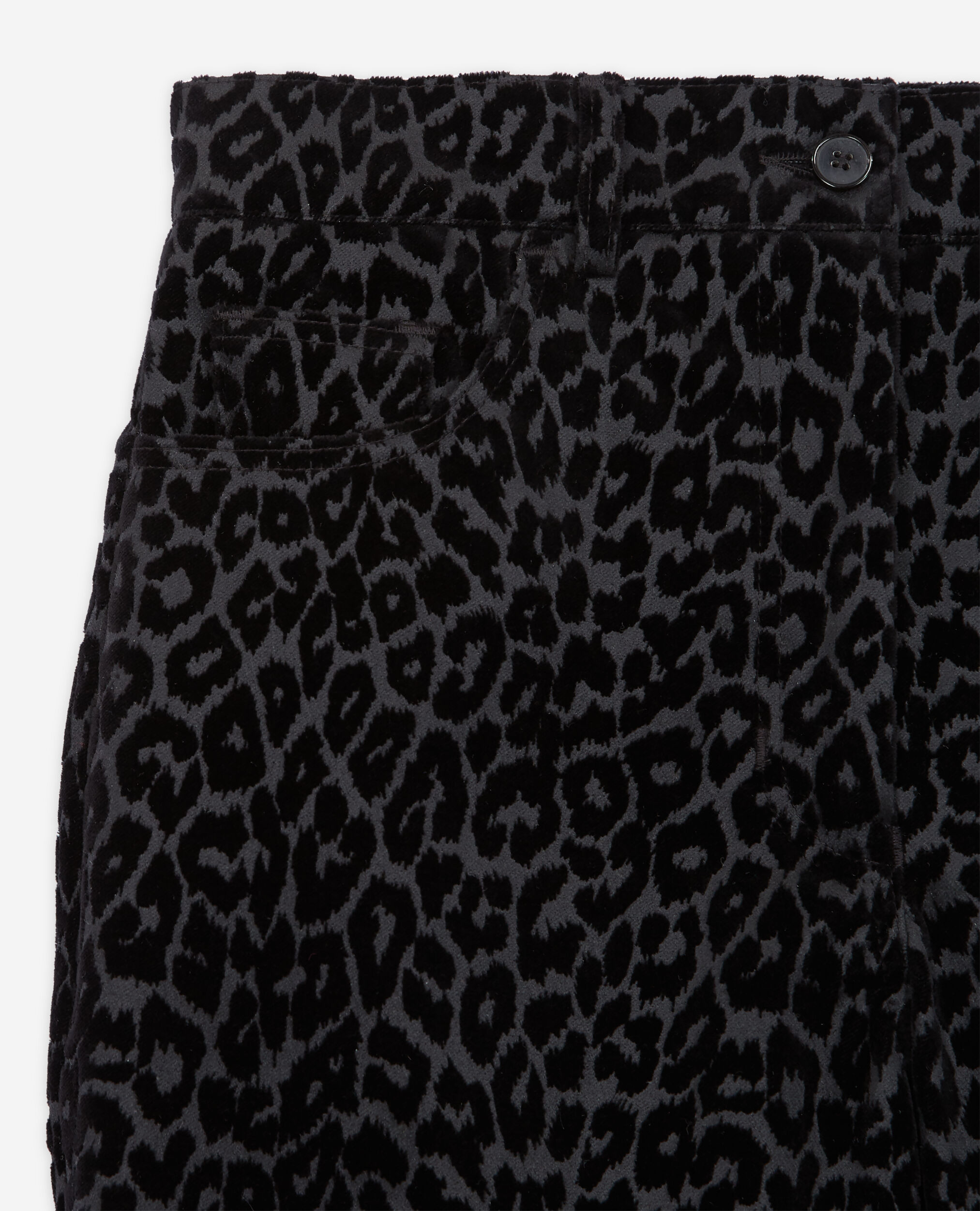 Black velvet suit pants with leopard print, BLACK, hi-res image number null