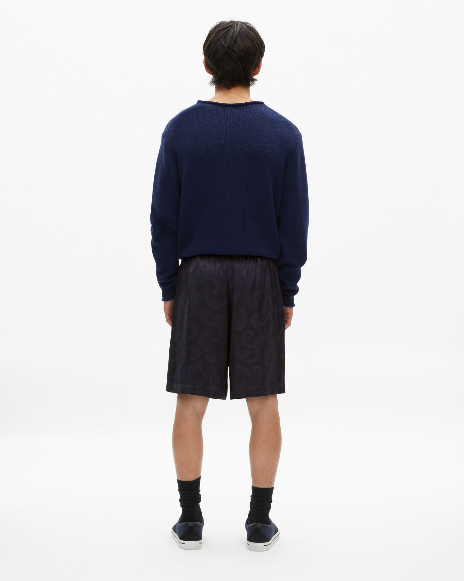 Pantalón corto de jacquard azul marino, NAVY, hi-res image number null