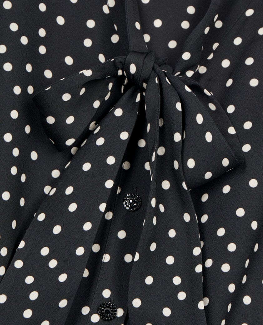 The Kooples WOMEN BLACK WHITE short black polka dot dress