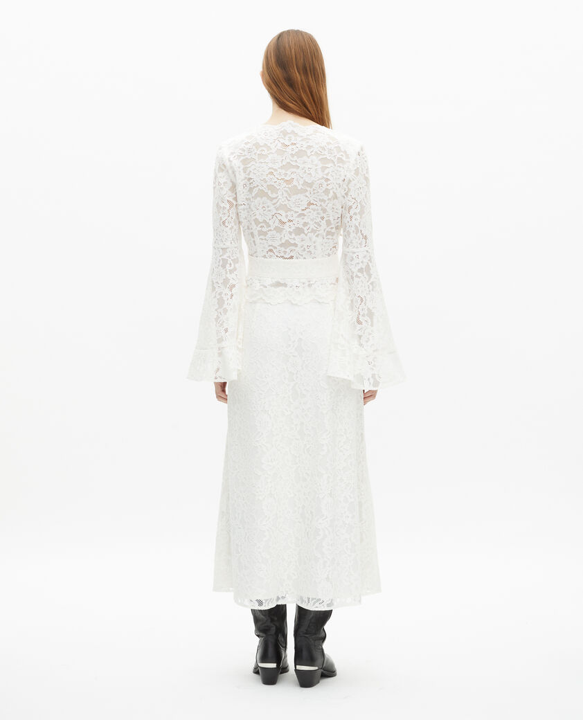 The Kooples F ECRU white lace flared sleeve top