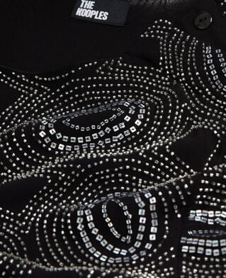 The Kooples WOMEN BLACK black top with rhinestones