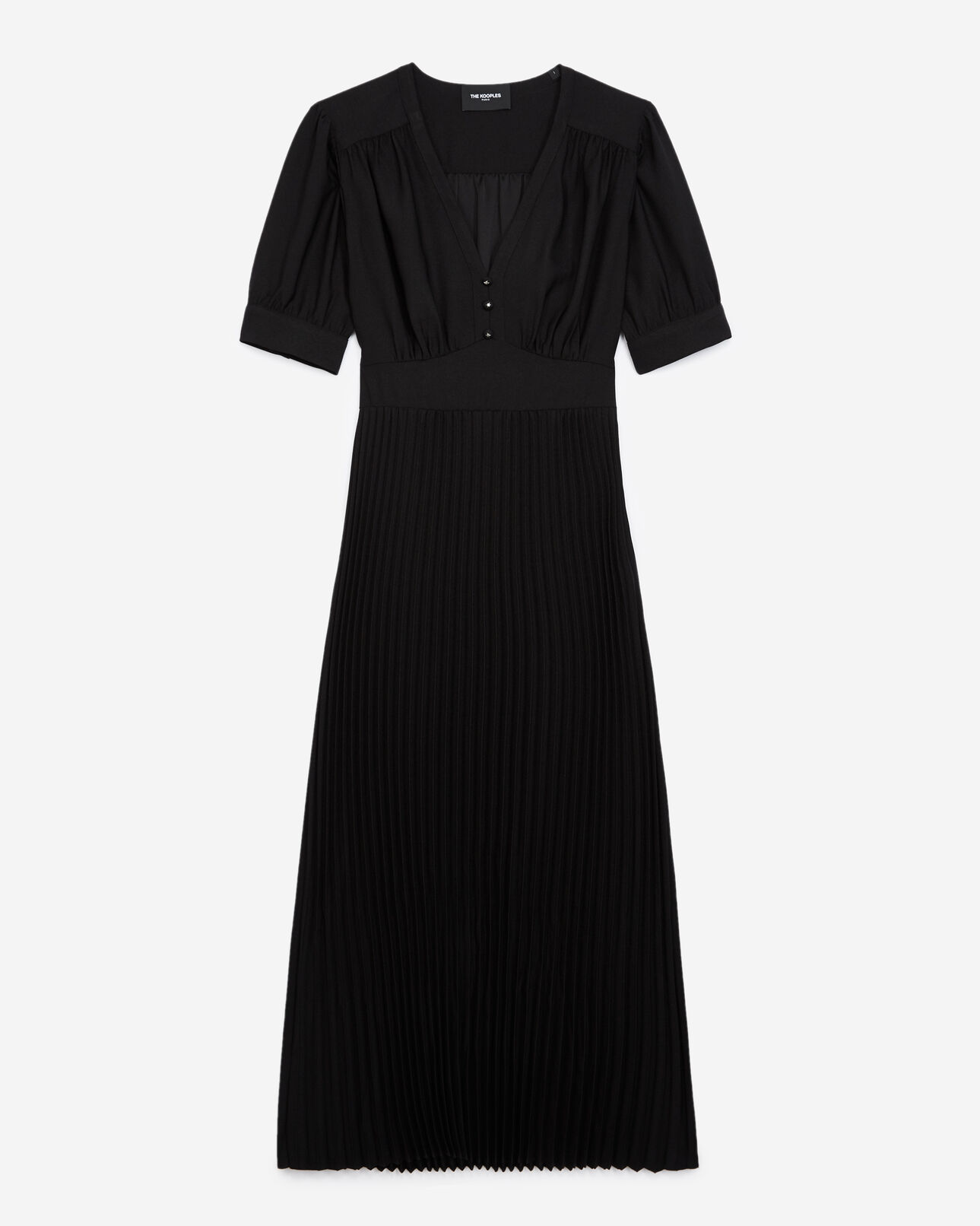 The Kooples WOMEN BLACK long black pleated dress