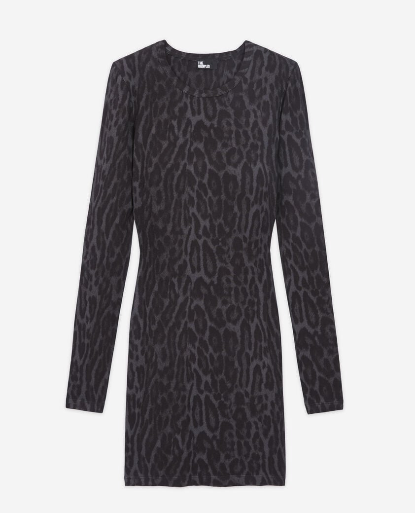 The Kooples WOMEN BLACK short dress with leopard print