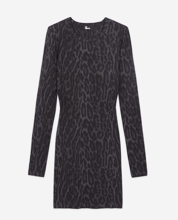 The Kooples FEMME BLACK robe courte léopard