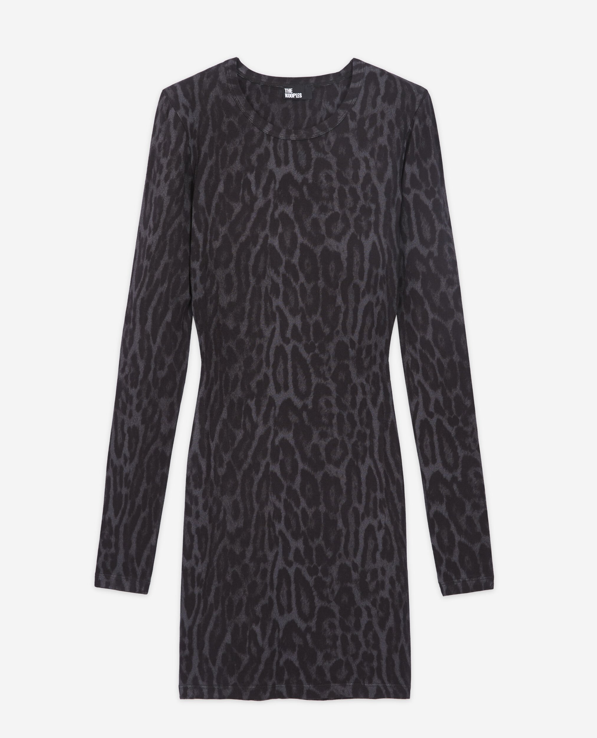 Short dress with leopard print, BLACK, hi-res image number null