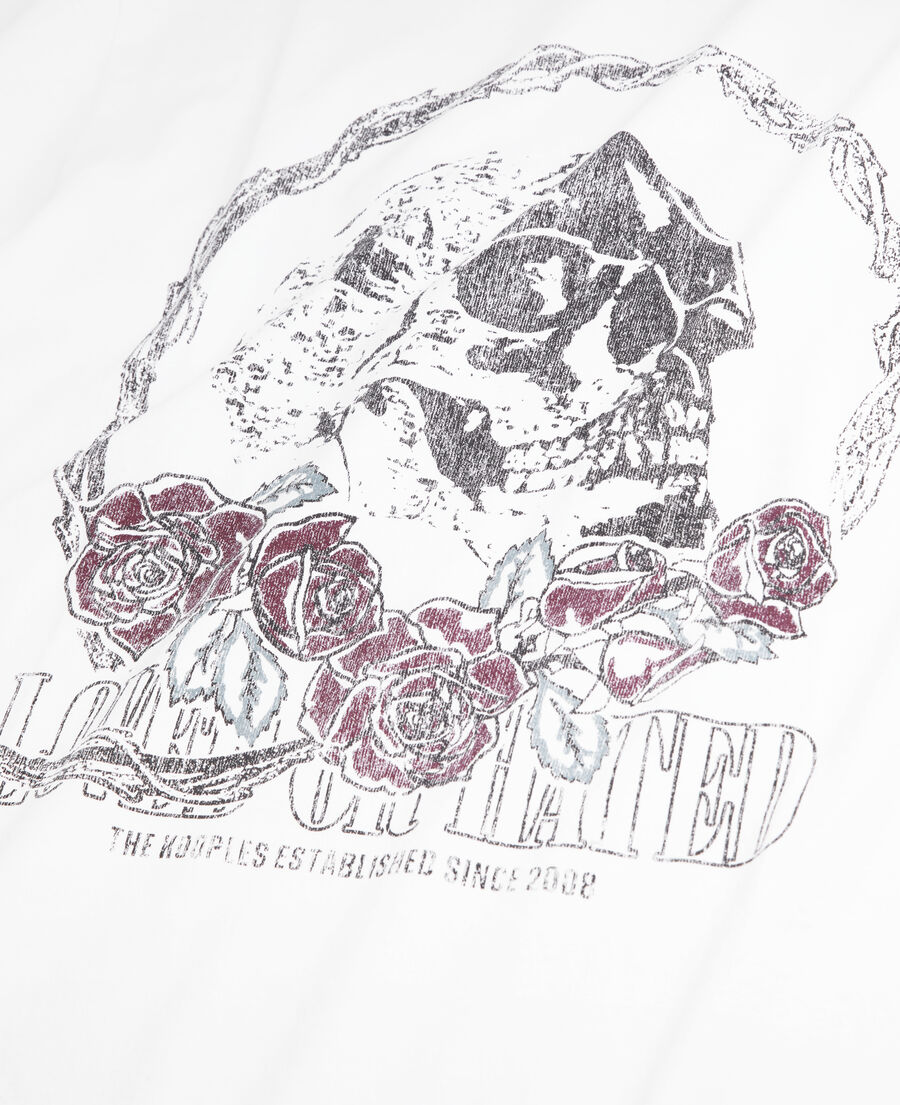 men's white t-shirt with vintage skull serigraphy