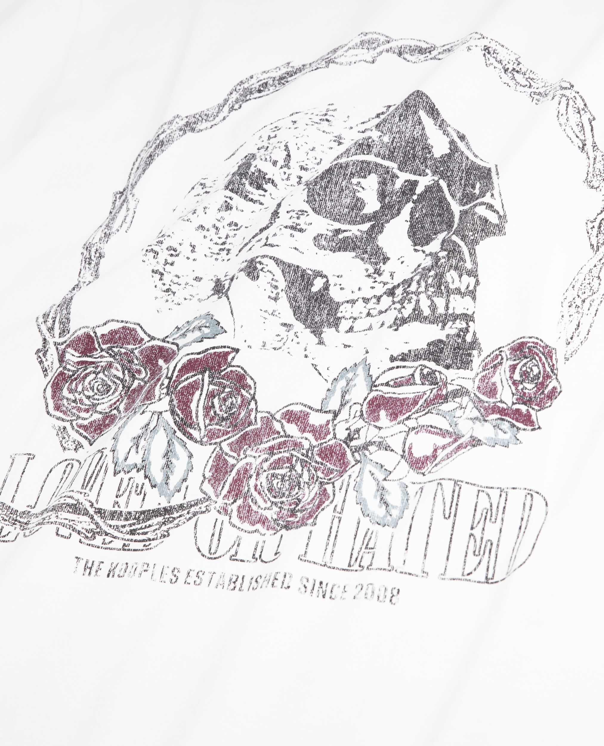 Camiseta blanca serigrafía Vintage skull para hombre, WHITE, hi-res image number null