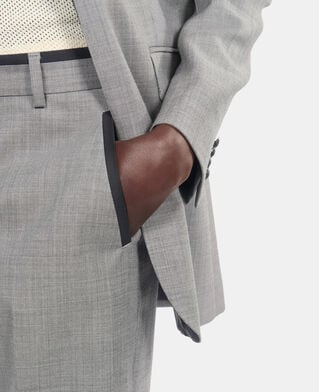 The Kooples WOMEN BEIGE MELANGE straight-legged tailored pants in taupe wool