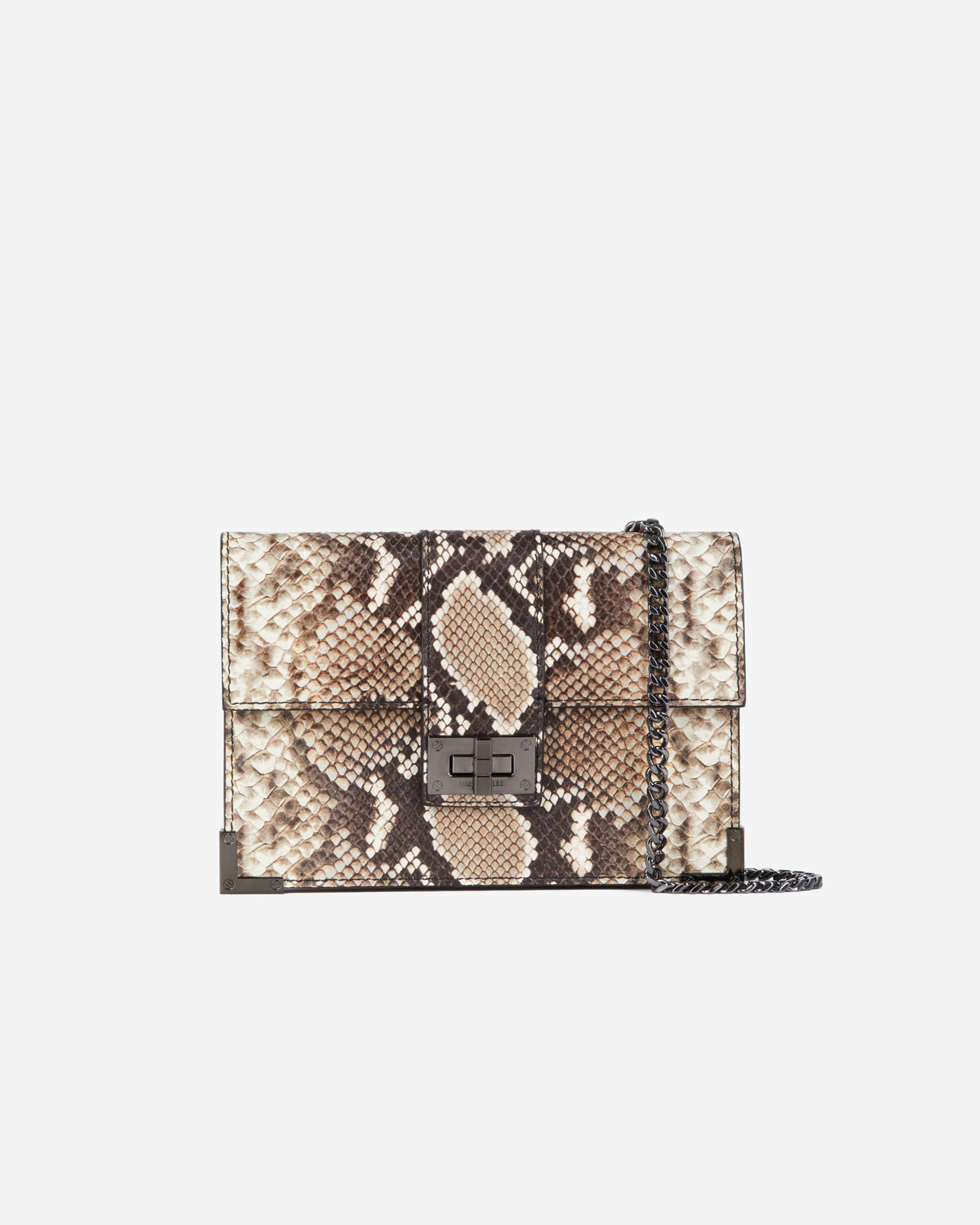 The Kooples WOMEN BLACK WHITE medium emily leather clutch bag