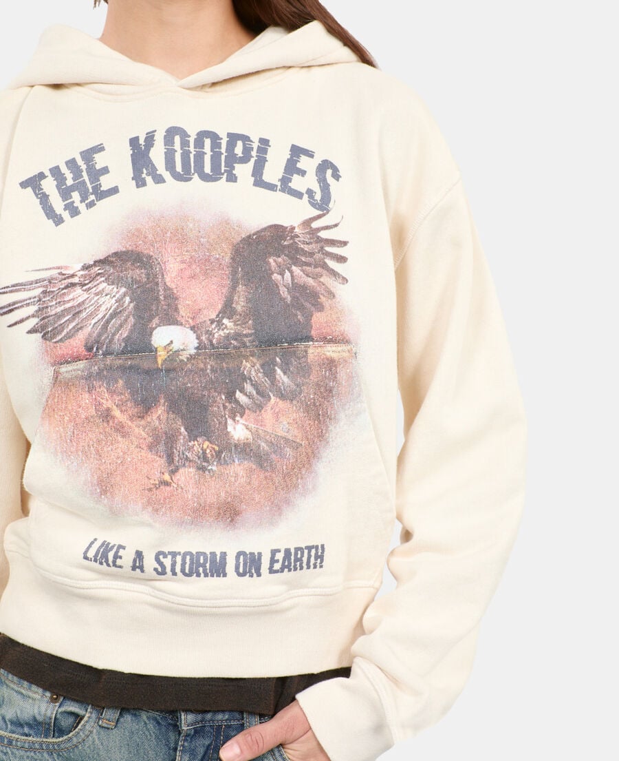 The Kooples F ECRU ecru hoodie with serigraphy