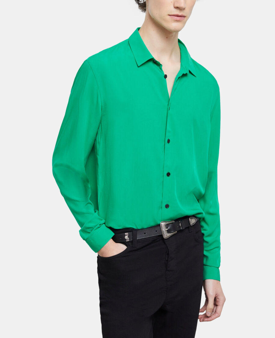 The Kooples HERREN GREEN grünes hemd mit klassischem kragen