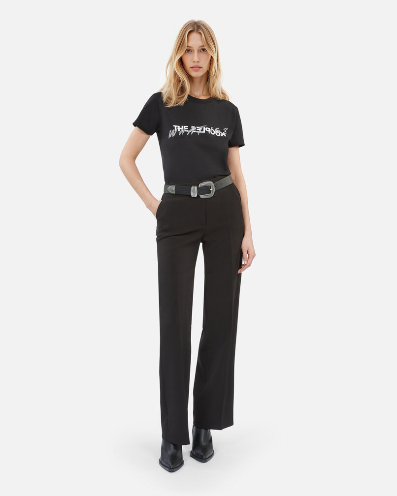 The Kooples WOMEN BLACK black crêpe suit pants straight cut 