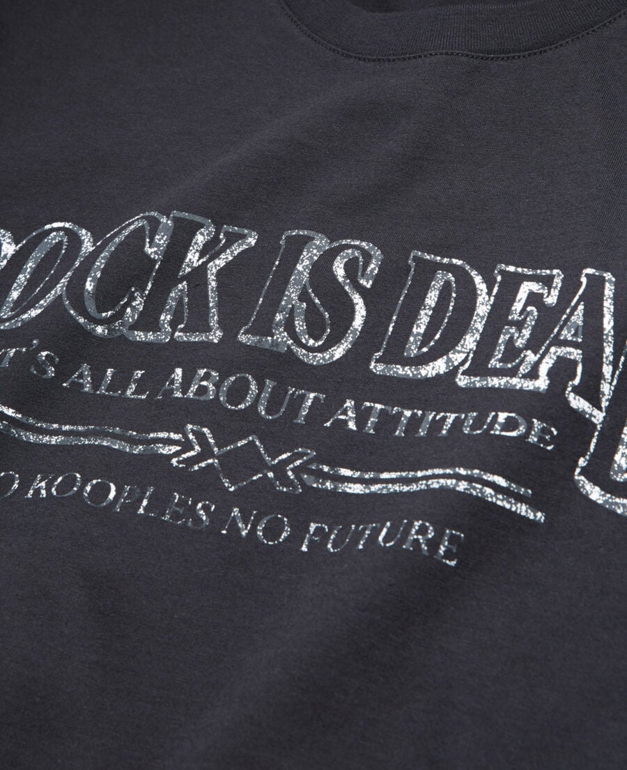 The Kooples WOMEN BLACK WASHED black t-shirt with screen print