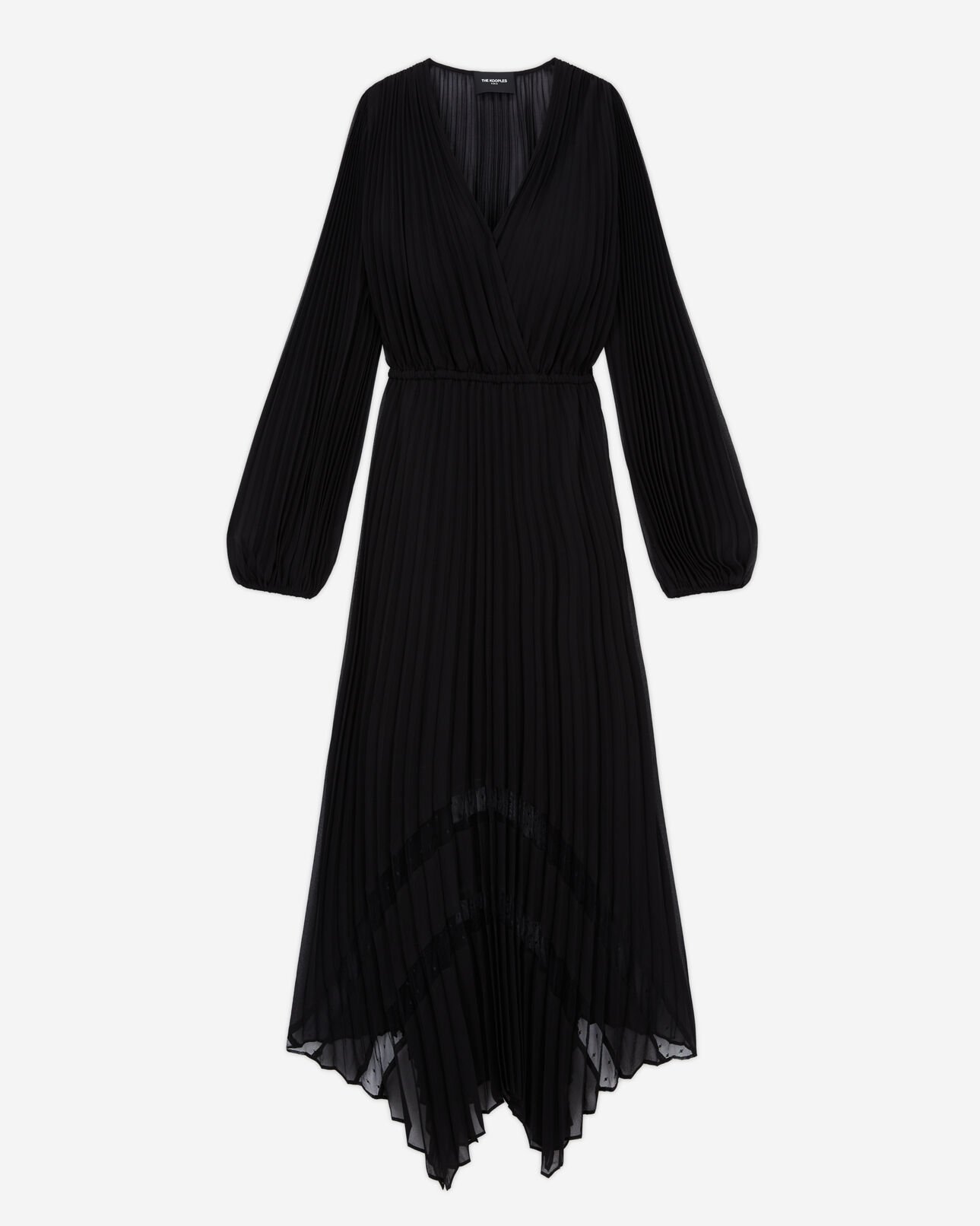 The Kooples WOMEN BLACK long black pleated dress