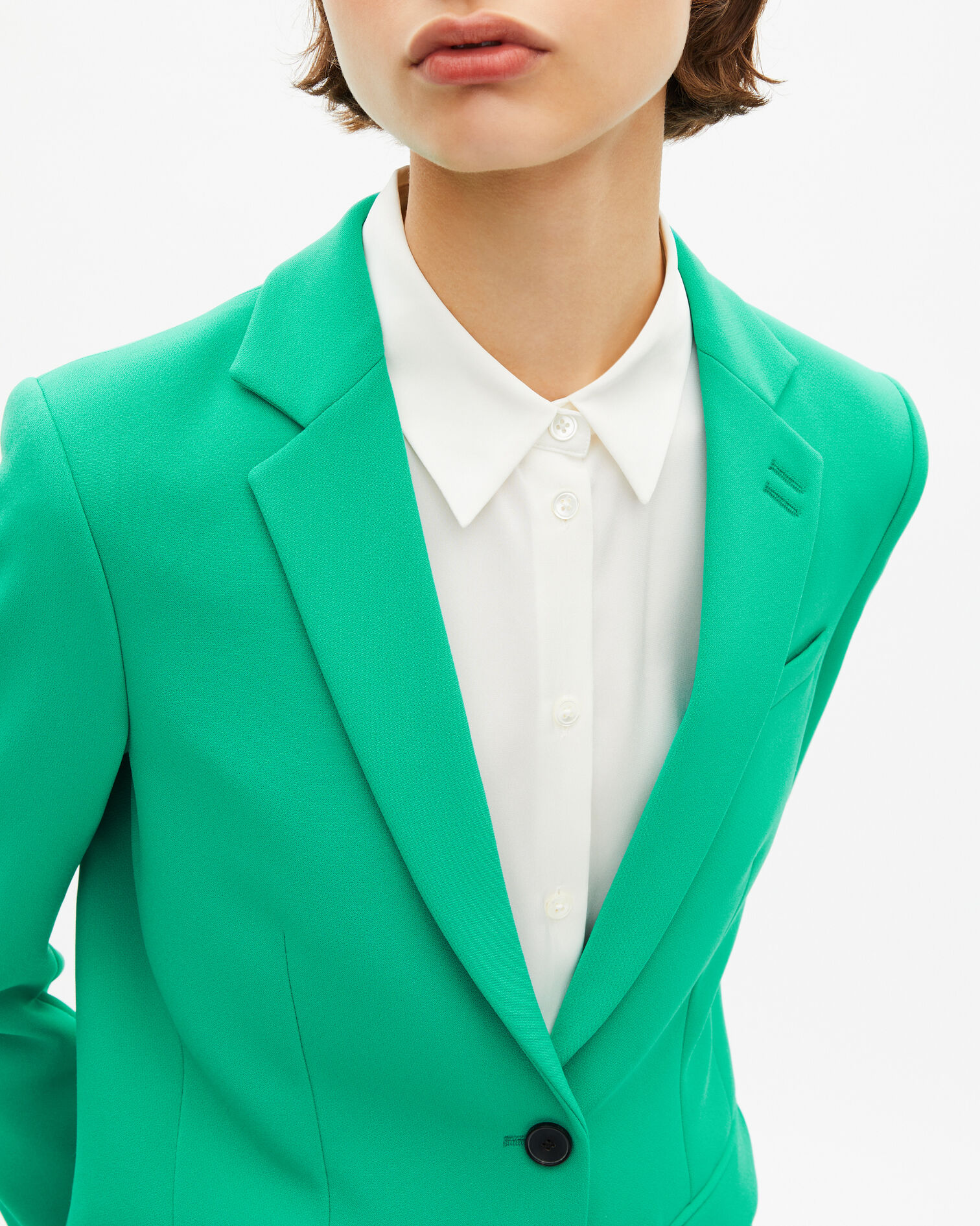 Veste tailleur verte en crêpe, GREEN, hi-res image number null