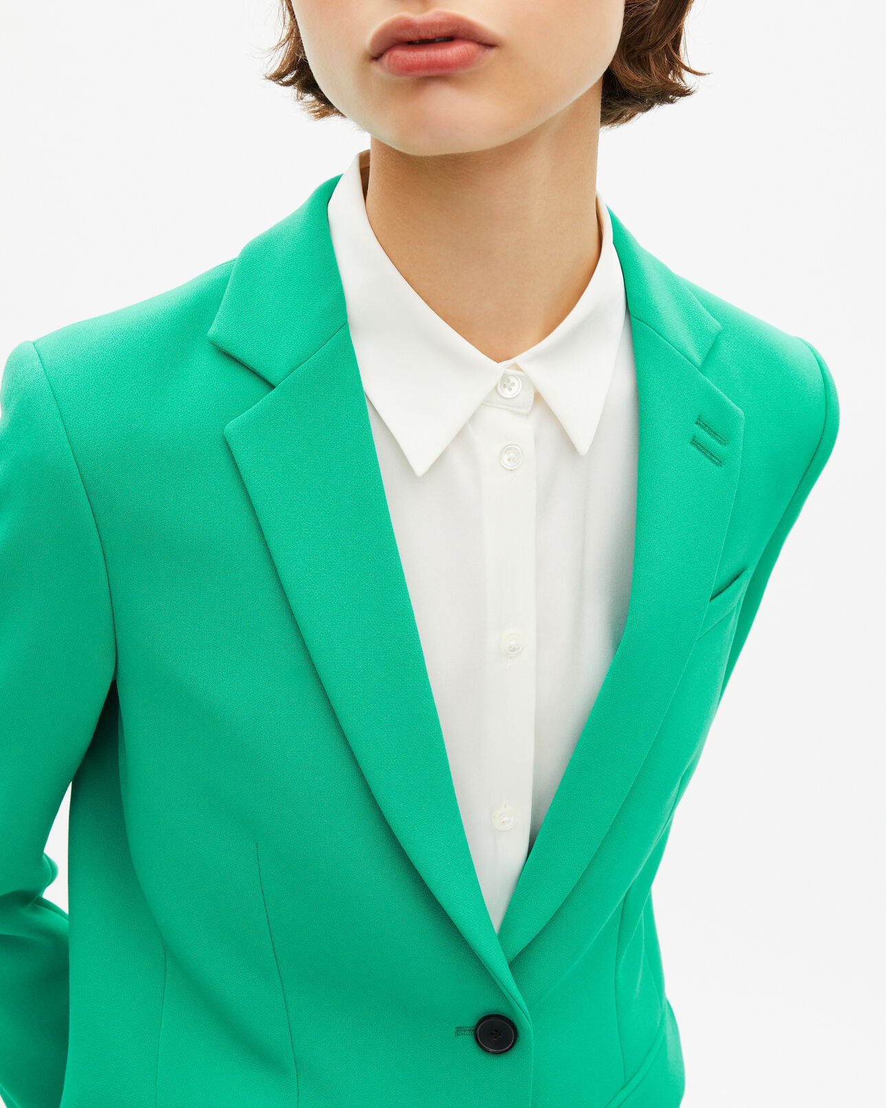 The Kooples FEMME GREEN veste tailleur verte en crêpe