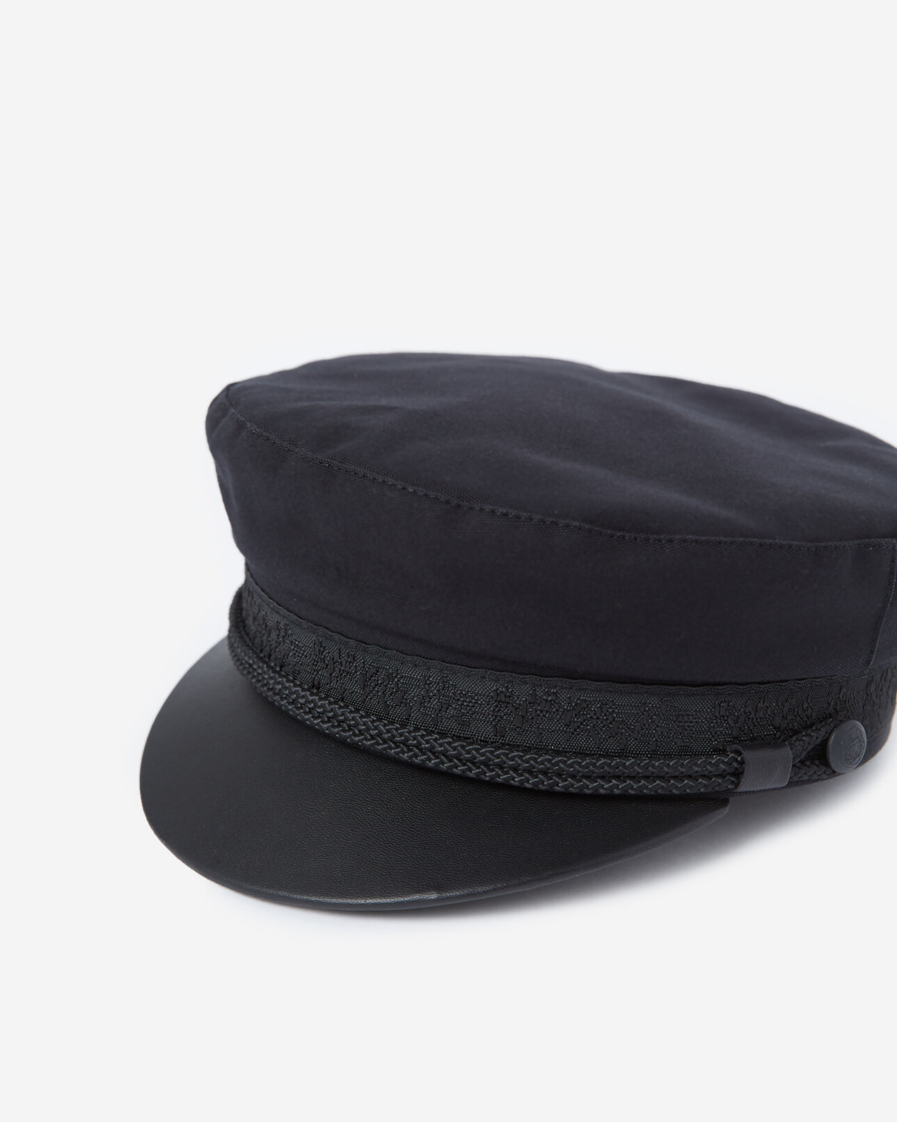 The Kooples FEMME BLACK casquette tendance noire en coton et cuir